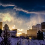 Montreal skyline bathed in light