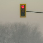 Traffic light in the snow