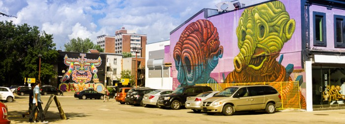 Murals on Blvd Saint-Laurent panorama