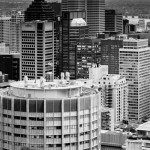 Montreal skyline in monochrome