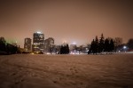 Snowy Montreal skyline