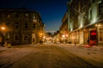 Rue Saint Paul at night under snow
