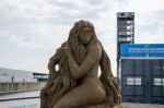 A disfigured Mermaid sand sculpture