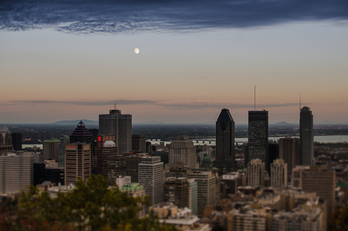 Moon rising over Montreal