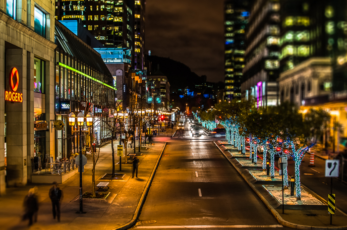 McGill College avenue with festive lights